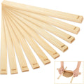 Set of wooden rolling pin guides with thickness markings for clay work, shown fanned out and in use with a rolling pin and clay.