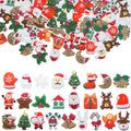Assortment of 100 small 3D Christmas-themed resin charms including Santa, reindeer, trees, stockings, and snowflakes.