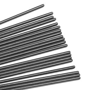 Close-up of a bundle of 20 steel pins for a blocking board, angled view on white background.