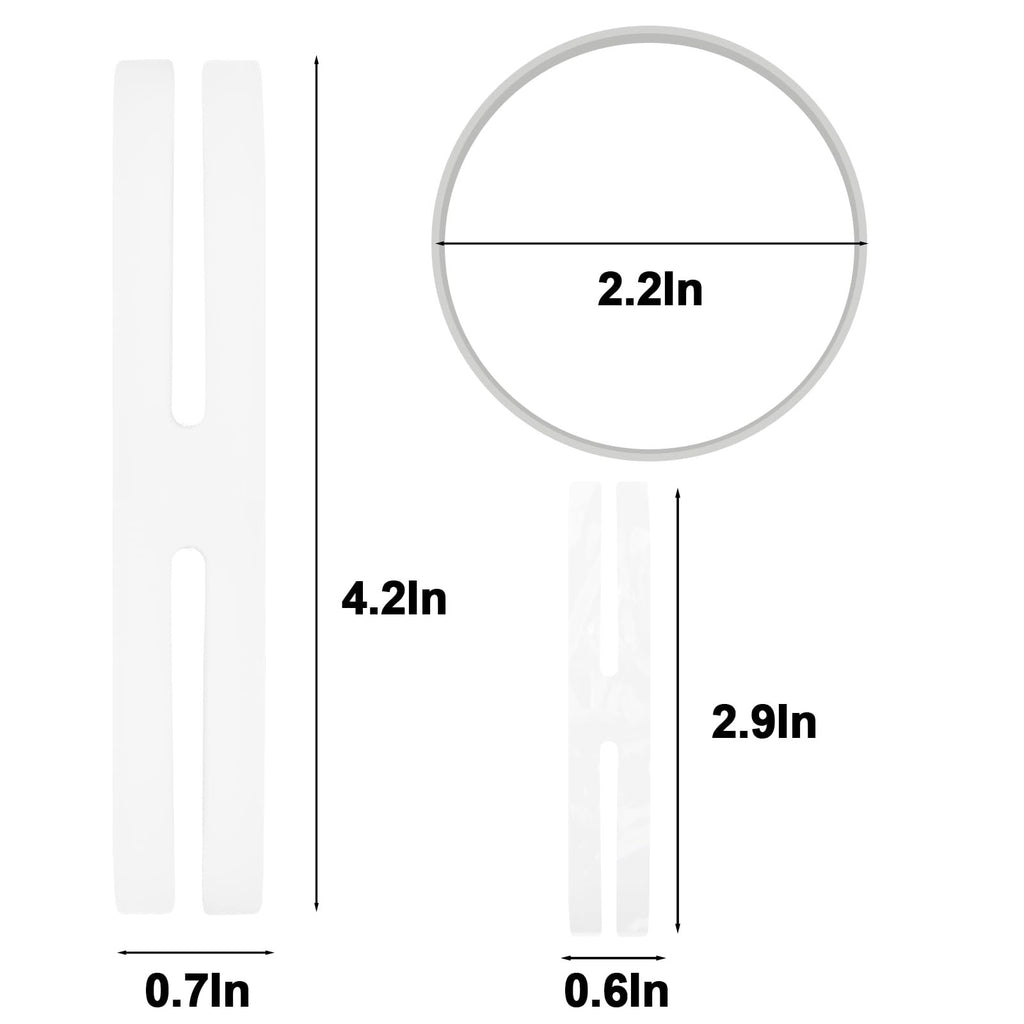 Tie dye rubber bands and H-shaped bands with dimensions shown