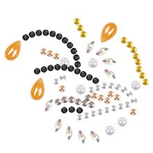 Assortment of colorful rhinestones and beads for diamond art kits, including teardrop, round, and marquise shapes.