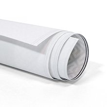 Rolled up white canvas with geometric pattern visible on the inside edge
