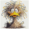 Diamond art kit featuring a cartoon duck with large eyes and a wide beak, adorned with rhinestones and beads.