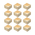 Twelve unfinished pine wood boxes arranged in a 4x3 grid on a white background.