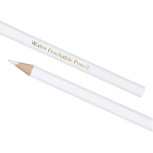 Two white water erasable pencils on a white background, one sharpened.