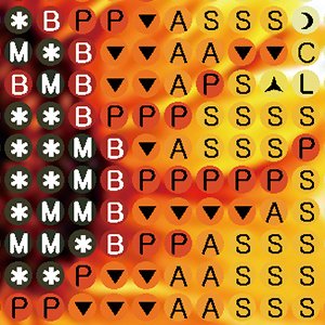 Close-up of round diamond painting beads with letters and symbols, arranged in a grid pattern on a warm, fiery background.