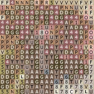 Abstract pattern of letters and numbers in rows and columns, likely a diamond painting color guide.