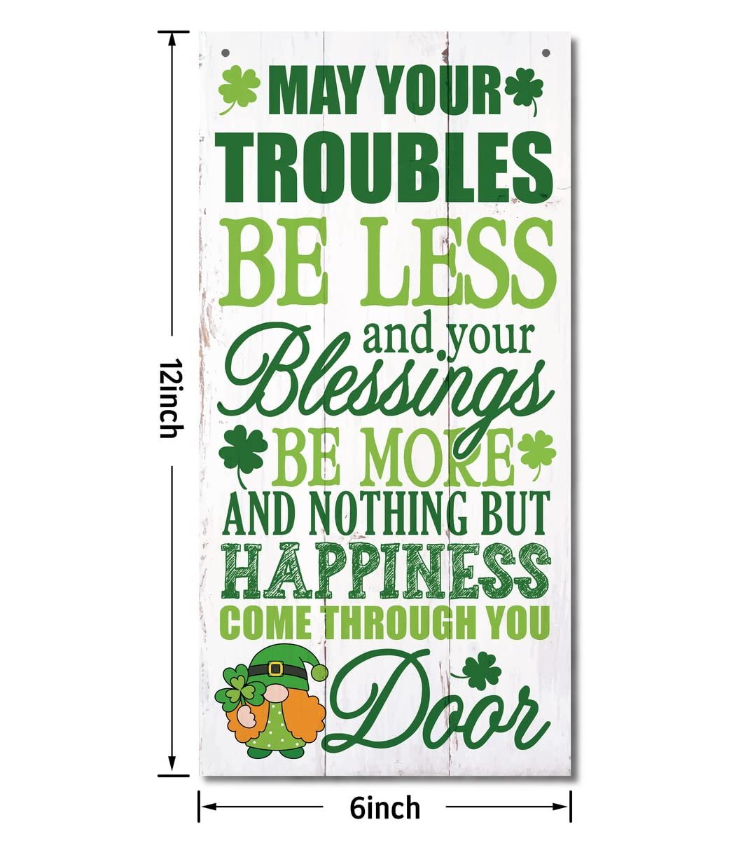 12x6 inch wooden sign with Irish prayer print and St. Patrick's Day gnome graphic