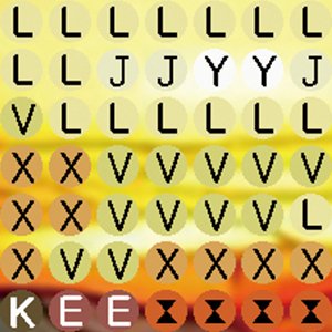 Diamond painting kit grid with letters and symbols on a gradient background.