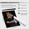 Halloween ghost in bathtub with neon sign saying LIVE, LAUGH, TOASTER BATH, unframed canvas print with product details.
