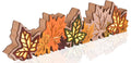 Wooden maple leaf block sign with LED lights, arranged in a row, showcasing fall colors and intricate cutouts.