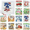 Collage of 12 seasonal diamond art paintings, including holidays and themes like Christmas, Valentine's Day, Easter, Fall, Halloween, and Spring.