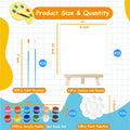 Painting kit contents including canvases, easels, brushes, acrylic paints, and palettes with size and quantity details.