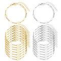 Gold and silver paperclip chain bracelets for jewelry making, shown in stacks and individually.