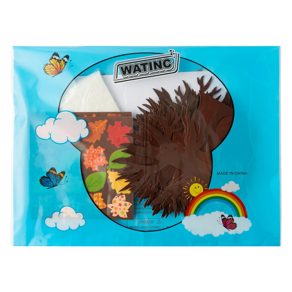 Fall thankful trees craft kit packaging showing brown tree branches and colorful autumn leaves.