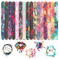 Assortment of watercolor splash heat transfer vinyl sheets and graphic designs including a basketball, lips, heart, football, and paw print.