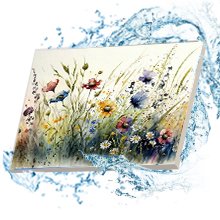 Wildflower painting on canvas with water splashes on the sides