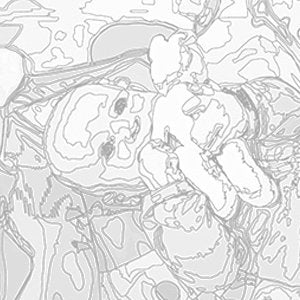 Paint by numbers kit showing a close-up of a baby being held, outlined in gray tones.