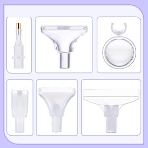 Diamond painting tool accessories including various applicator heads and a storage case.