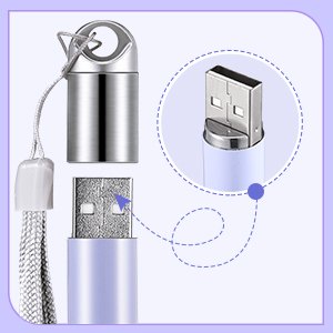 Diamond painting light pen USB charging cable with close-up of USB-A connector and port