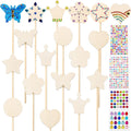 Unfinished wooden princess fairy wand craft kit with various shapes and gem stickers