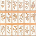 Set of 18 reusable floral stencils with leaf vine designs on a wooden background.