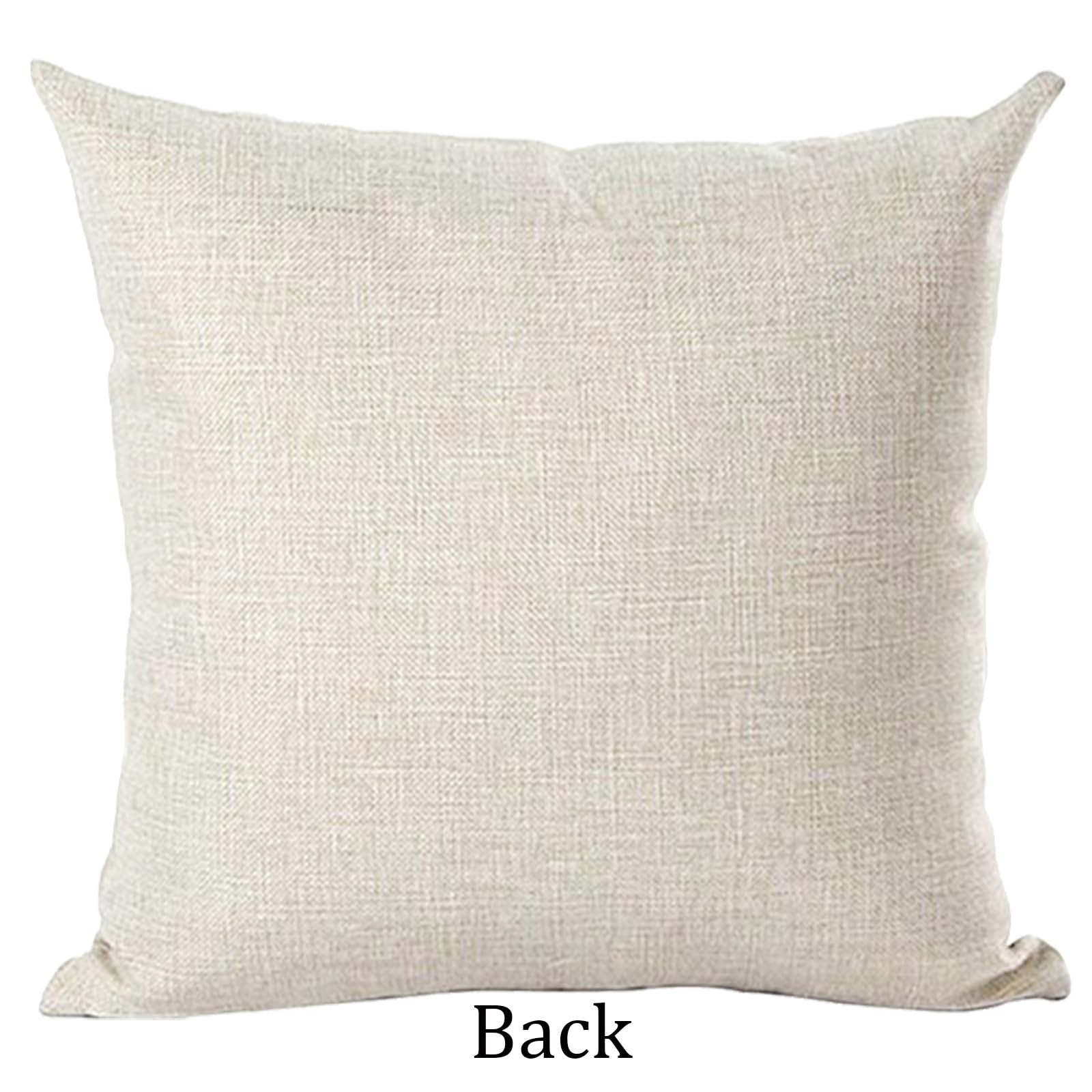 Back of a square linen throw pillow cover on a white background.