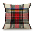18x18 inch red and white plaid throw pillow cover with a hidden zipper, shown from the front.