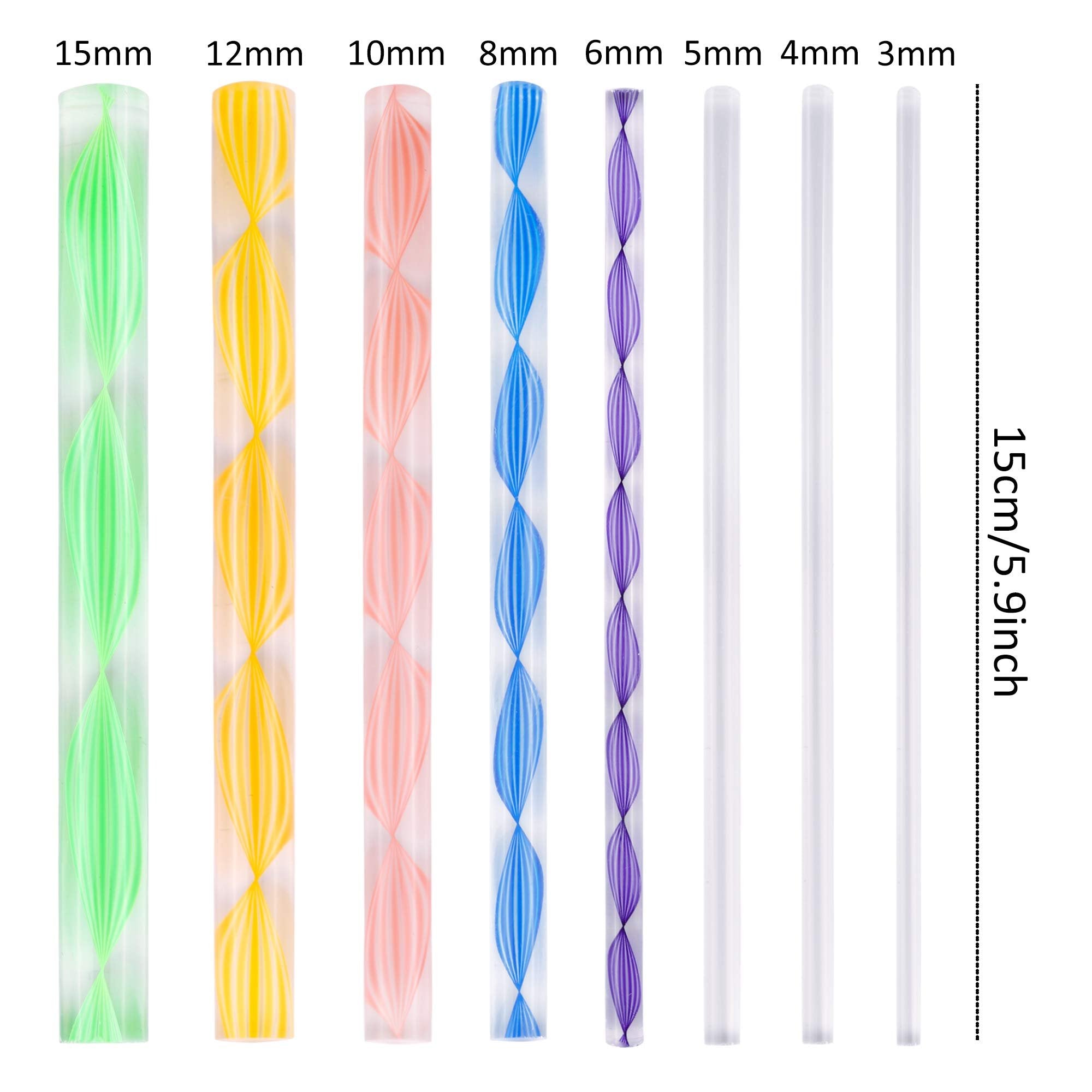 Set of mandala dotting tools showing various sizes and colors, with measurement indicators.
