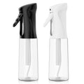 Two clear plastic spray bottles with black and white trigger heads, shown from the front on a white background.