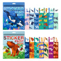 Two spiral-bound sticker paint books open, showing animal and ocean scenes with numbered sections for stickers.