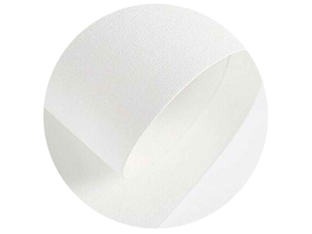 Close-up of white canvas texture with folded edges, showing material detail.