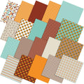 Assortment of 20 fall-themed fabric squares with pumpkin, maple leaf, and plaid patterns.