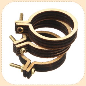Three mini wood embroidery hoops with adjustable screws, stacked together on a white background.