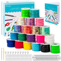 Lanyard craft kit with 20 spools of colorful cord, needles, keychain clips, and instruction booklet.