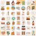 A collection of 200 Christian-themed stickers with various Bible verses and religious imagery, arranged in a grid.