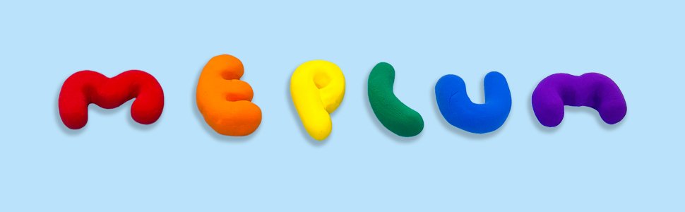 Six colorful letters spelling in rainbow order against a light blue background.