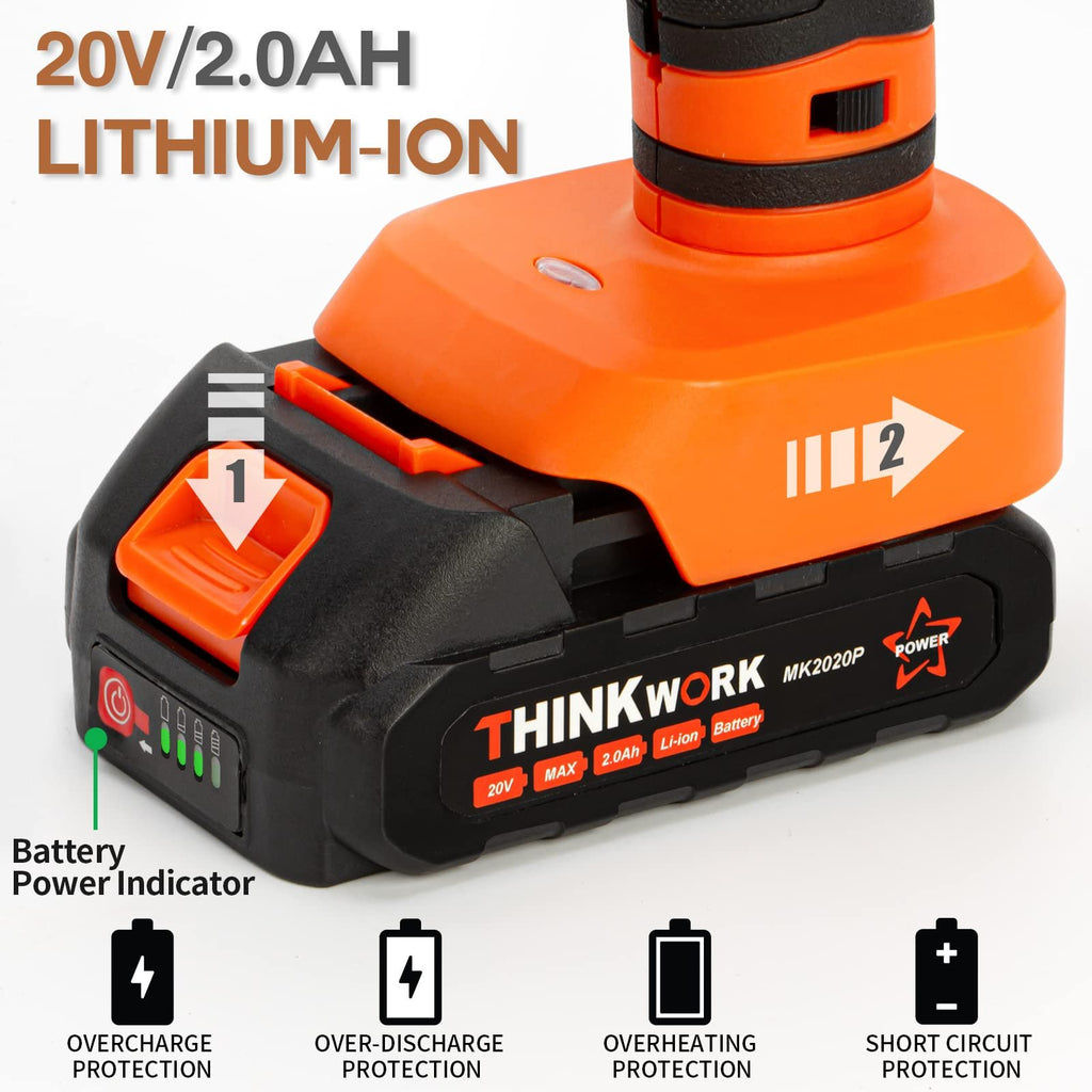 Cordless hot glue gun battery pack showing power indicator and protection features.