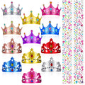 Assortment of 12 colorful DIY foam princess crowns and sheets of crystal diamond stickers