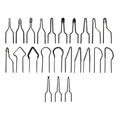Set of 23 assorted metal wood burning tips with various shapes for pyrography pens, displayed against a white background.