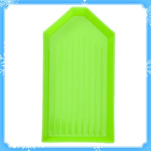 Green plastic diamond painting tray with grooved surface for organizing rhinestones