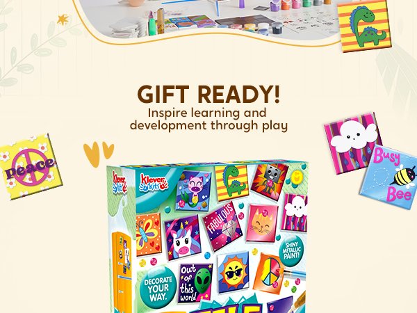 Magnetic tile painting art kit with various designs like dinosaurs, cats, and bees, plus art supplies.
