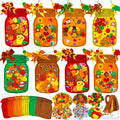 Fall Mason Jar Ornament Craft Kit with foam bases, stickers, beads, treat bags, tags, and cords.