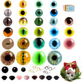 Assortment of craft eyes, noses, glasses, and a festive cat wreath.