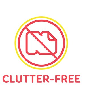 Clutter-free icon with text below