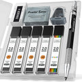 Mechanical pencil set with lead refills, eraser, sharpener, and case. Includes 2.0mm leads in various grades and colors.