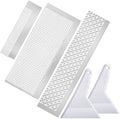 Three diamond painting rulers and two white plastic alignment tools arranged on a white background.