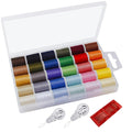 30-color polyester sewing thread set in clear case with needles and threaders