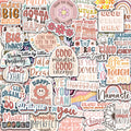 Collage of motivational vinyl stickers with inspirational quotes and boho designs.