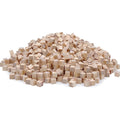 Pile of 1cm natural pine wood cubes for crafts and DIY projects, shown from a slightly elevated angle on a white background.